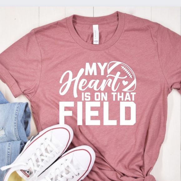 My heart is on that field Shirt Football Mom Shirt - Picture 3 of 4